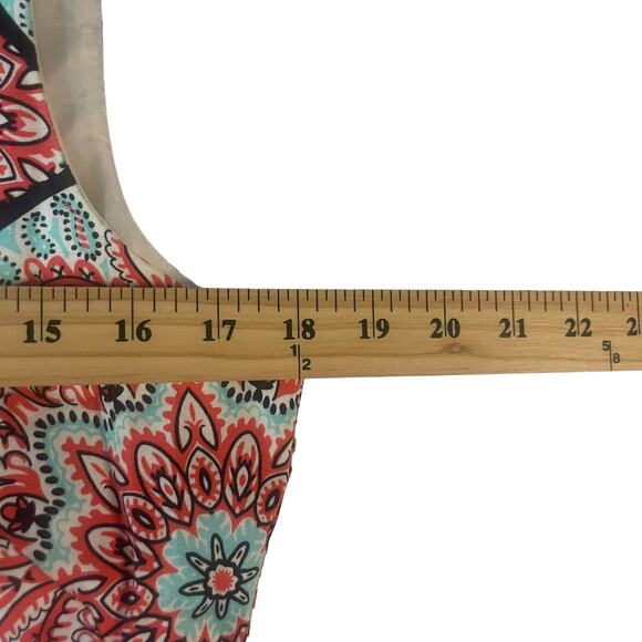 London Times Y2k Women's Size 10 Beaded Turquoise Red‎ Shift Dress - Picture 7 of 9